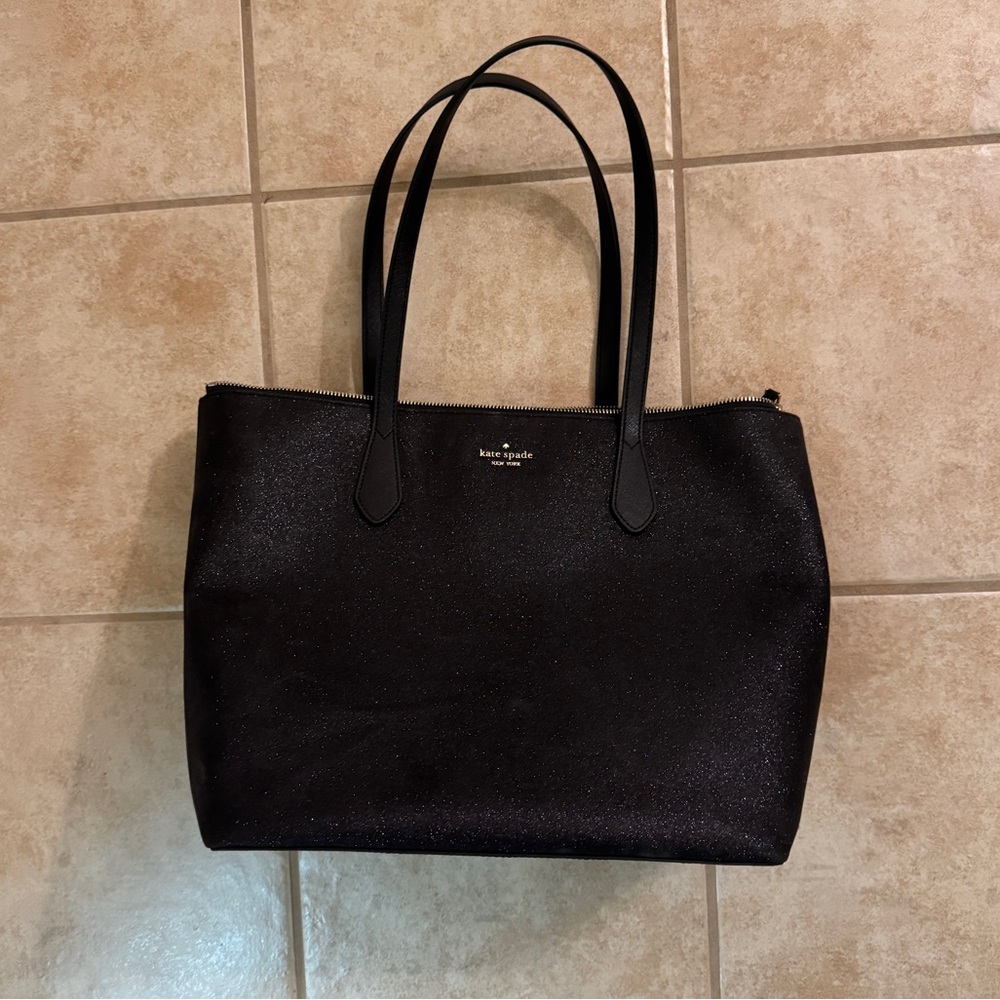 Kate Spade black glitter tote